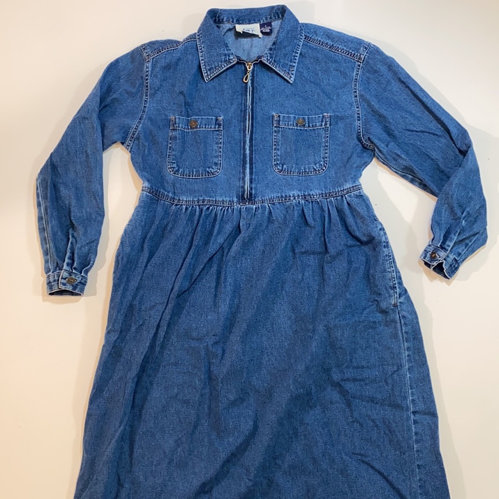 Cottage chic long sleeve denim dress - Picture 1 of 12